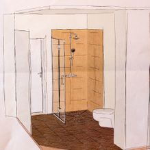 Entwurf eines Badezimmers mit bodengleicher Dusche