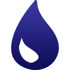 Icon blauer Wassertropfen auf gelbem Hintergrund